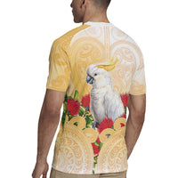 New Zealand Aotearoa Cockatoo Rugby Jersey Maori Pattern With Pohutukawa Flowers