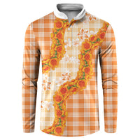 Orange Hawaii Palaka Button Sweatshirt Hawaiian Ilima Lei