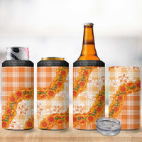 Orange Hawaii Palaka 4 in 1 Can Cooler Tumbler Hawaiian Ilima Lei