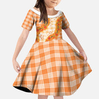 Orange Hawaii Palaka Family Matching Tank Maxi Dress and Hawaiian Shirt Hawaiian Ilima Lei LT05 Daughter's Dress Orange - Polynesian Pride