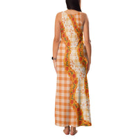 Orange Hawaii Palaka Family Matching Tank Maxi Dress and Hawaiian Shirt Hawaiian Ilima Lei LT05 - Polynesian Pride