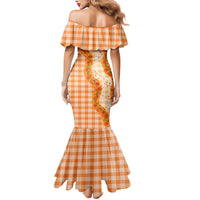 Orange Hawaii Palaka Mermaid Dress Hawaiian Ilima Lei