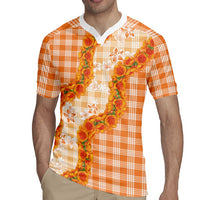 Orange Hawaii Palaka Rugby Jersey Hawaiian Ilima Lei
