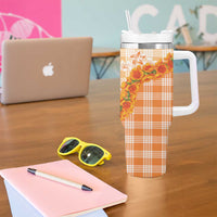 Orange Hawaii Palaka Tumbler With Handle Hawaiian Ilima Lei