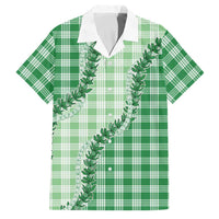 Green Hawaii Palaka Family Matching Off The Shoulder Long Sleeve Dress and Hawaiian Shirt Hawaiian Pikake Lei LT05 Dad's Shirt - Short Sleeve Green - Polynesian Pride