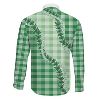 Green Hawaii Palaka Family Matching Off The Shoulder Long Sleeve Dress and Hawaiian Shirt Hawaiian Pikake Lei LT05 - Polynesian Pride