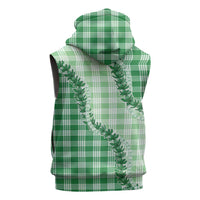 Green Hawaii Palaka Sleeveless Hoodie Hawaiian Pikake Lei