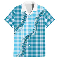 Blue Hawaii Palaka Family Matching Off The Shoulder Long Sleeve Dress and Hawaiian Shirt Hawaiian Pikake Lei LT05 Dad's Shirt - Short Sleeve Blue - Polynesian Pride