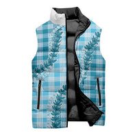 Blue Hawaii Palaka Sleeveless Puffer Jacket Hawaiian Pikake Lei