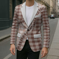 Beige Hawaii Palaka Blazer Hawaiian Pikake Lei