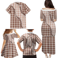 Beige Hawaii Palaka Family Matching Puletasi and Hawaiian Shirt Hawaiian Pikake Lei LT05 - Polynesian Pride