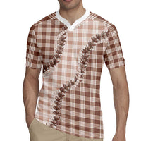Beige Hawaii Palaka Rugby Jersey Hawaiian Pikake Lei