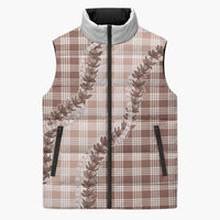 Beige Hawaii Palaka Sleeveless Puffer Jacket Hawaiian Pikake Lei