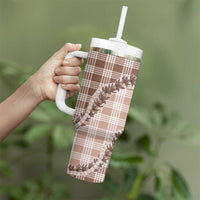 Beige Hawaii Palaka Tumbler With Handle Hawaiian Pikake Lei