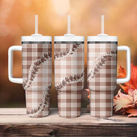 Beige Hawaii Palaka Tumbler With Handle Hawaiian Pikake Lei