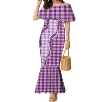 Violet Hawaii Palaka Family Matching Mermaid Dress and Hawaiian Shirt Hawaiian Pikake Lei LT05 Mom's Dress Violet - Polynesian Pride