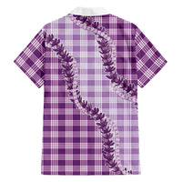 Violet Hawaii Palaka Family Matching Off The Shoulder Long Sleeve Dress and Hawaiian Shirt Hawaiian Pikake Lei LT05 - Polynesian Pride