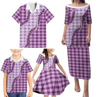 Violet Hawaii Palaka Family Matching Puletasi and Hawaiian Shirt Hawaiian Pikake Lei LT05 - Polynesian Pride
