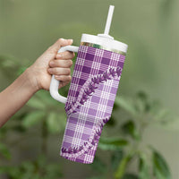 Violet Hawaii Palaka Tumbler With Handle Hawaiian Pikake Lei