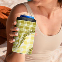 Yellow Hawaii Palaka 4 in 1 Can Cooler Tumbler Hawaiian Pikake Lei