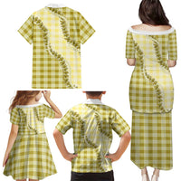 Yellow Hawaii Palaka Family Matching Puletasi and Hawaiian Shirt Hawaiian Pikake Lei LT05 - Polynesian Pride