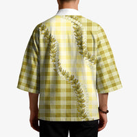 Yellow Hawaii Palaka Kimono Hawaiian Pikake Lei