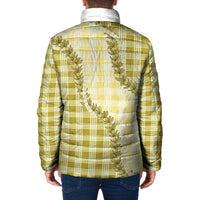 Yellow Hawaii Palaka Padded Jacket Hawaiian Pikake Lei