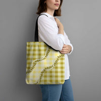 Yellow Hawaii Palaka Tote Bag Hawaiian Pikake Lei