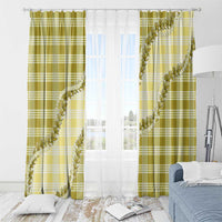 Yellow Hawaii Palaka Window Curtain Hawaiian Pikake Lei