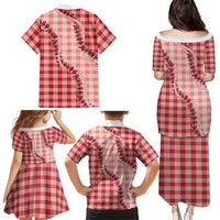 Red Hawaii Palaka Family Matching Puletasi and Hawaiian Shirt Hawaiian Pikake Lei LT05 - Polynesian Pride