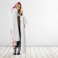 Red Hawaii Palaka Hooded Blanket Hawaiian Pikake Lei