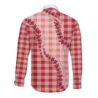 Red Hawaii Palaka Long Sleeve Button Shirt Hawaiian Pikake Lei LT05 - Polynesian Pride