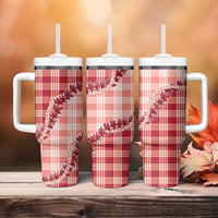 Red Hawaii Palaka Tumbler With Handle Hawaiian Pikake Lei