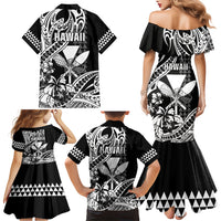 Hawaii Maui Upena Kiloi Family Matching Mermaid Dress and Hawaiian Shirt Kakau Tribal Pattern Black Version LT05 - Polynesian Pride