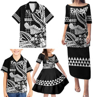 Hawaii Maui Upena Kiloi Family Matching Puletasi and Hawaiian Shirt Kakau Tribal Pattern Black Version LT05 - Polynesian Pride