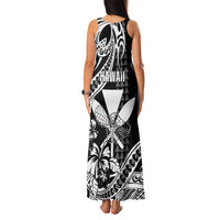 Hawaii Maui Upena Kiloi Family Matching Tank Maxi Dress and Hawaiian Shirt Kakau Tribal Pattern Black Version