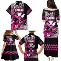 Hawaii Maui Upena Kiloi Family Matching Puletasi and Hawaiian Shirt Kakau Tribal Pattern Pink Version LT05 - Polynesian Pride