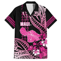 Hawaii Maui Upena Kiloi Family Matching Puletasi and Hawaiian Shirt Kakau Tribal Pattern Pink Version LT05 Dad's Shirt - Short Sleeve Pink - Polynesian Pride