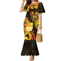 Personalised Kiribati Independence Day Family Matching Mermaid Dress and Hawaiian Shirt 46th Anniversary LT05 Mom's Dress Yellow - Polynesian Pride