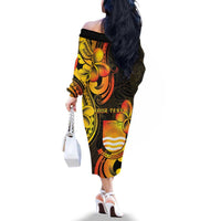Personalised Kiribati Independence Day Family Matching Off The Shoulder Long Sleeve Dress and Hawaiian Shirt 46th Anniversary LT05 - Polynesian Pride