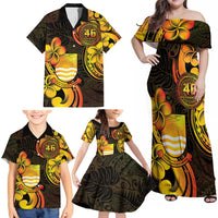 Personalised Kiribati Independence Day Family Matching Off Shoulder Maxi Dress and Hawaiian Shirt 46th Anniversary LT05 - Polynesian Pride