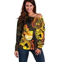 Personalised Kiribati Independence Day Off Shoulder Sweater 46th Anniversary