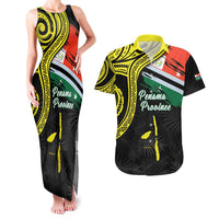 Personalised Vanuatu Penama Day Couples Matching Tank Maxi Dress and Hawaiian Shirt Grunge Flag Style LT05 Black - Polynesian Pride
