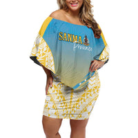 Personalised Vanuatu Sanma Day Family Matching Off Shoulder Short Dress and Hawaiian Shirt Special Style LT05 Mom's Dress Yellow - Polynesian Pride
