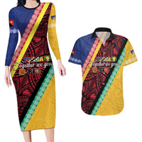 Love Torba PNG Day Couples Matching Long Sleeve Bodycon Dress and Hawaiian Shirt Together We Grow LT05 Colorful - Polynesian Pride