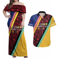 Love Torba PNG Day Couples Matching Off Shoulder Maxi Dress and Hawaiian Shirt Together We Grow LT05 Colorful - Polynesian Pride