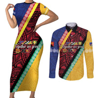 Love Torba PNG Day Couples Matching Short Sleeve Bodycon Dress and Long Sleeve Button Shirt Together We Grow LT05 Colorful - Polynesian Pride
