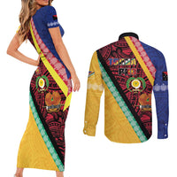 Love Torba PNG Day Couples Matching Short Sleeve Bodycon Dress and Long Sleeve Button Shirt Together We Grow LT05 - Polynesian Pride