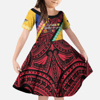 Love Torba PNG Day Family Matching Off Shoulder Maxi Dress and Hawaiian Shirt Together We Grow LT05 Daughter's Dress Colorful - Polynesian Pride