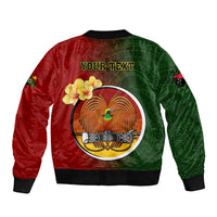 Personalized Papua New Guinea Chimbu Province Sleeve Zip Bomber Jacket Mix Coat Of Arms Polynesian Pattern LT05 - Polynesian Pride